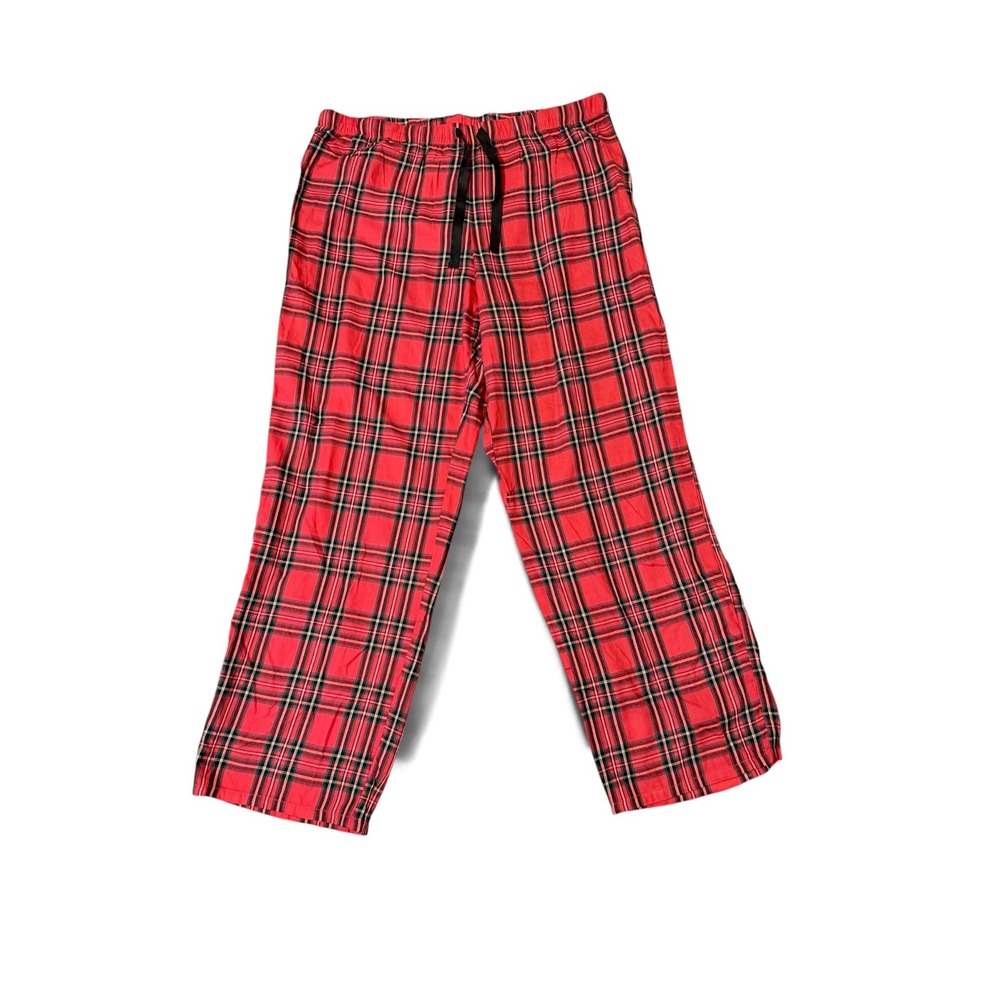 Victorias Secret Red Plaid Pajama Pants XL Relaxed Wide Leg Drawstring Sleepwear